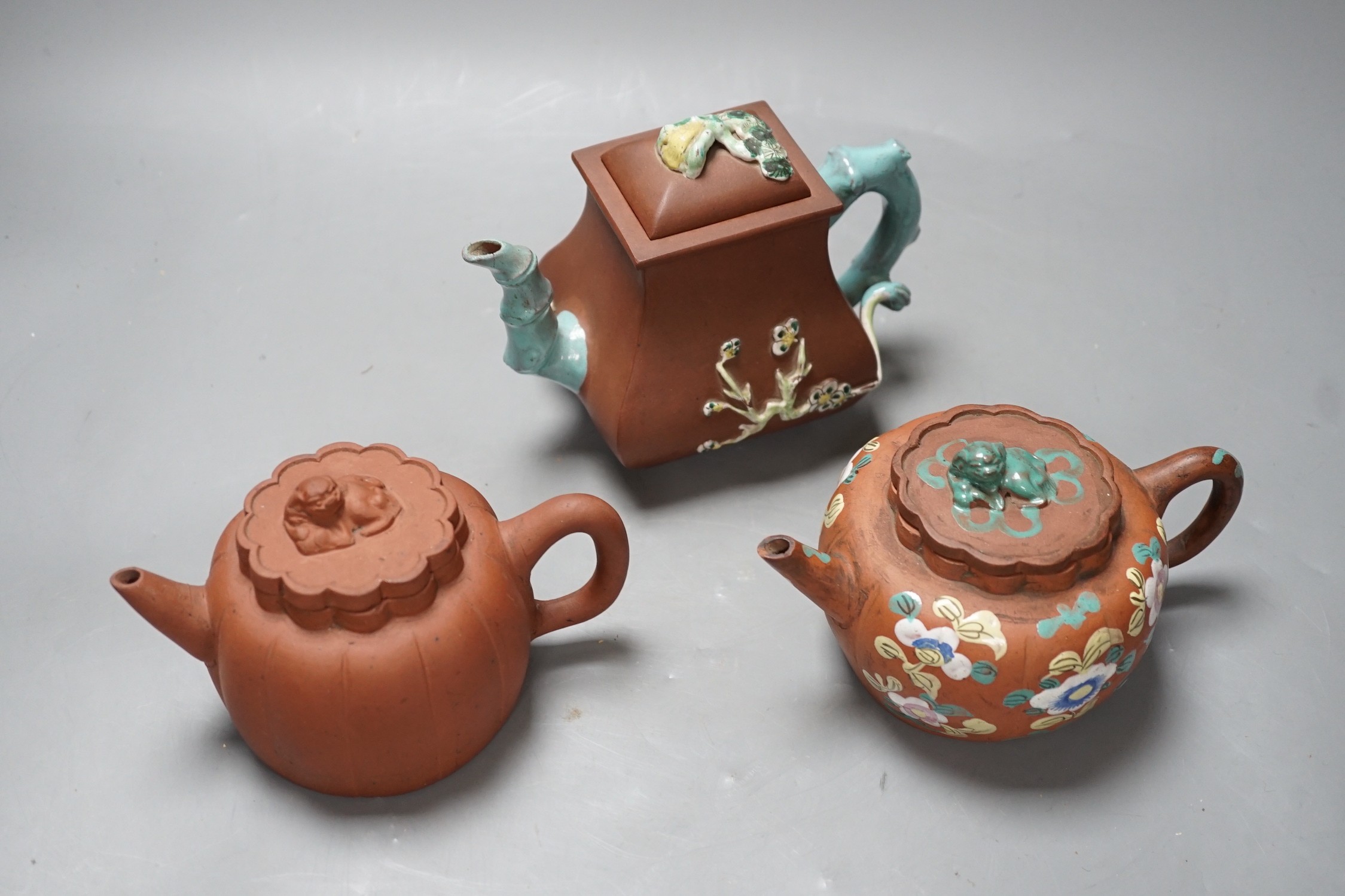 Three Chinese Yixing teapots, 19th/early 20th century